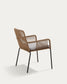 Sedia Samanta in corda beige e gambe in acciaio zincato
