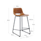 Sgabello Zahara in pelle sintetica marrone altezza 65 cm
