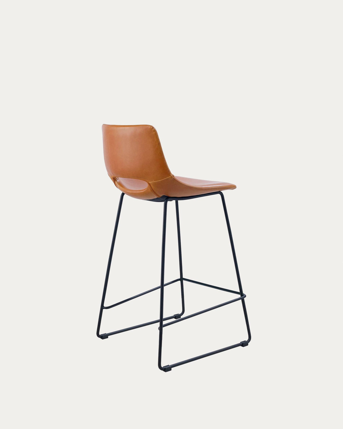 Sgabello Zahara in pelle sintetica marrone altezza 65 cm
