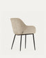 Sedia Konna in ciniglia vellutata beige con gambe in acciaio verniciato nero