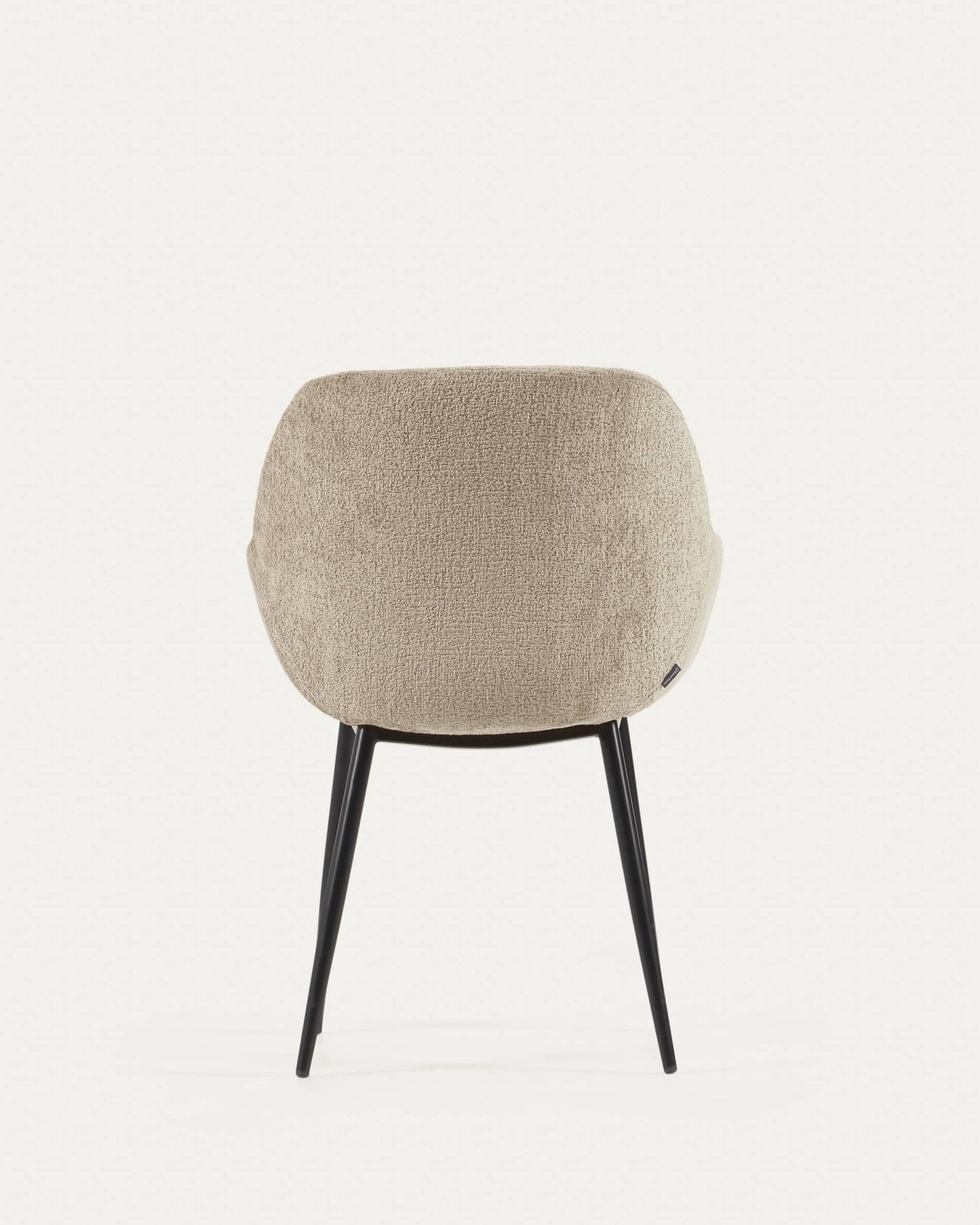 Sedia Konna in ciniglia vellutata beige con gambe in acciaio verniciato nero