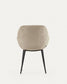 Sedia Konna in ciniglia vellutata beige con gambe in acciaio verniciato nero