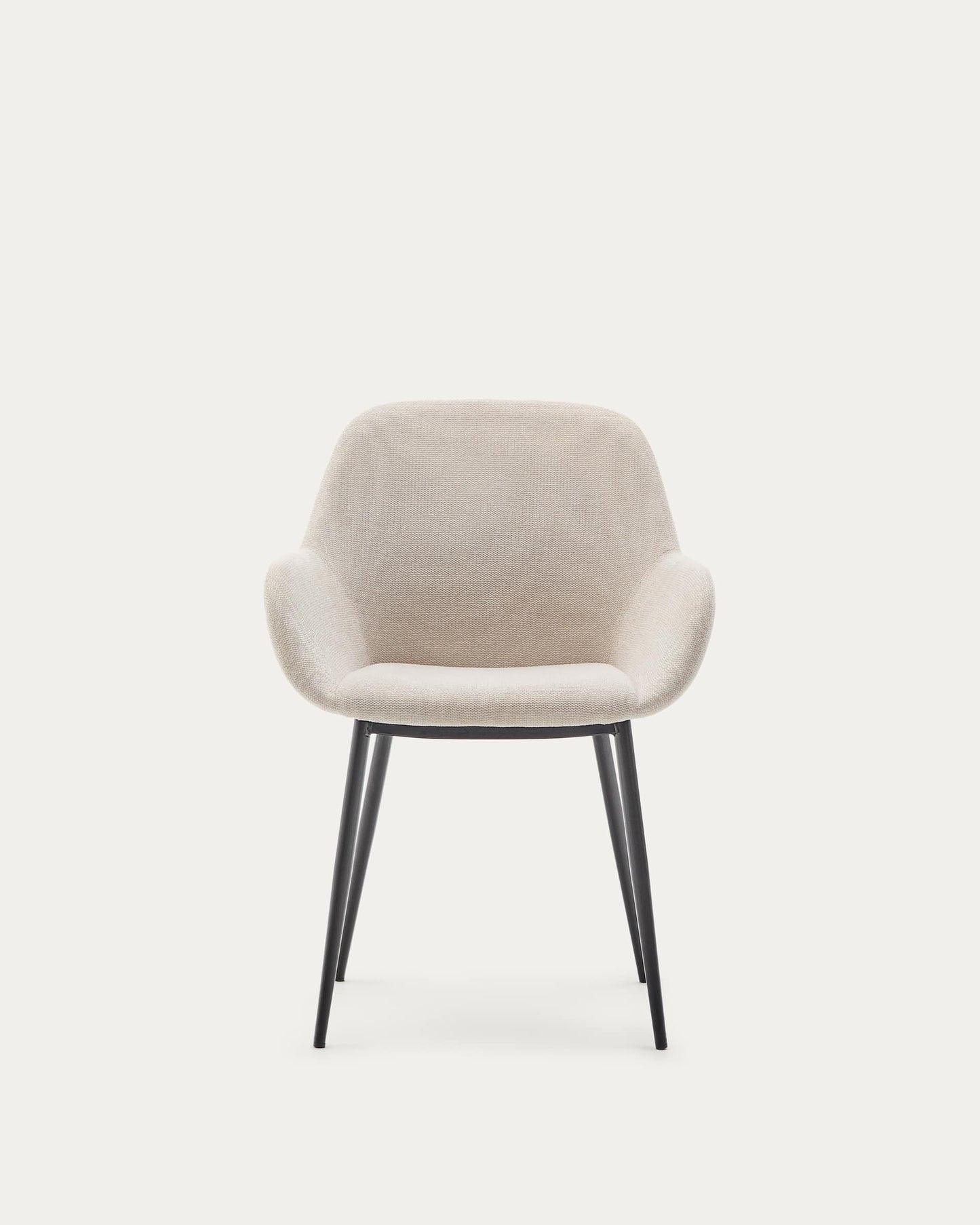 Sedia Konna beige e gambe in acciaio con finitura verniciata nera