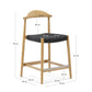 Sgabello Nina legno massello di acacia finitura naturale corda nera altezza 62 cm