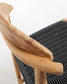 Sgabello Nina legno massello di acacia finitura naturale corda nera altezza 62 cm