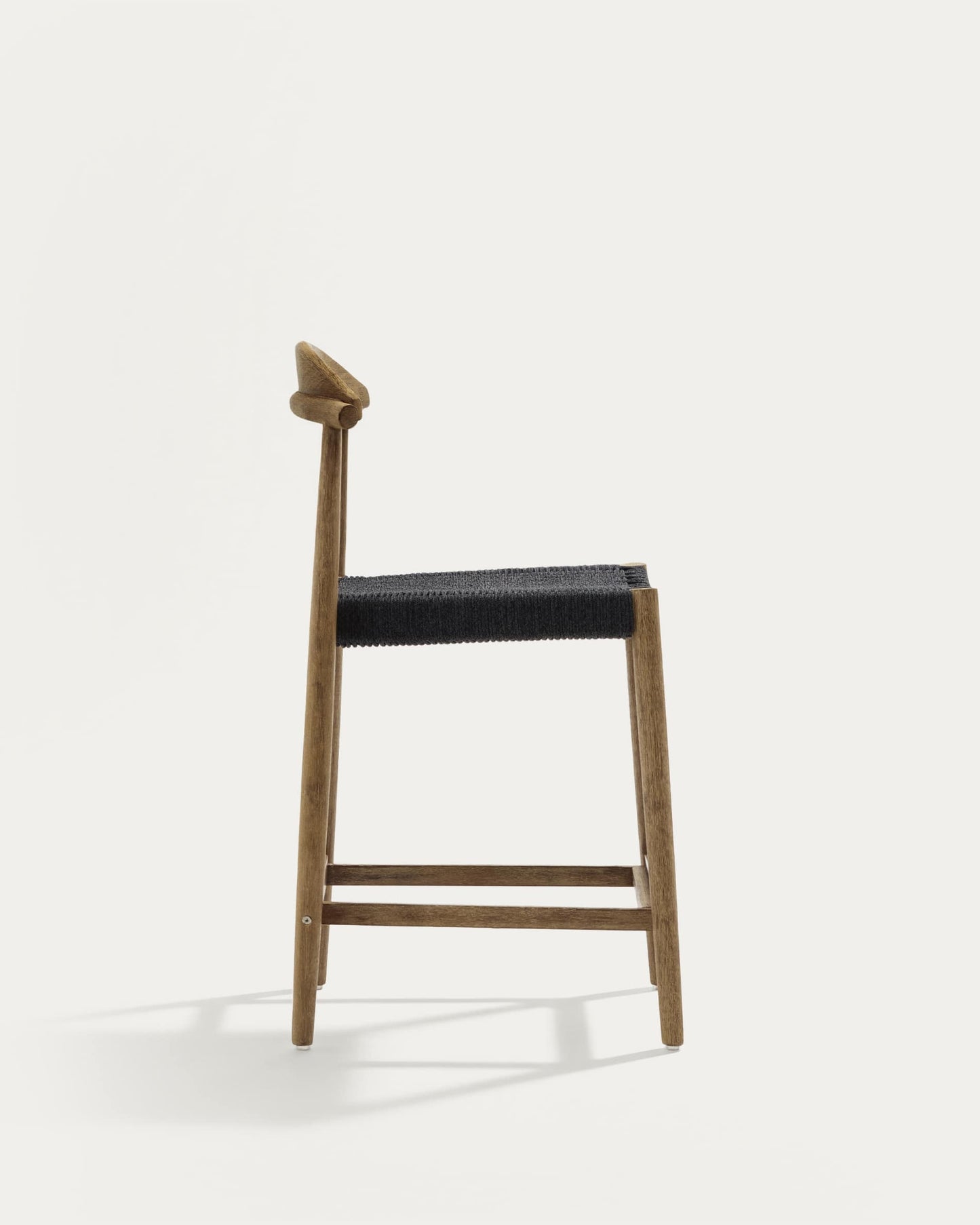 Sgabello Nina legno massello di acacia finitura naturale corda nera altezza 62 cm