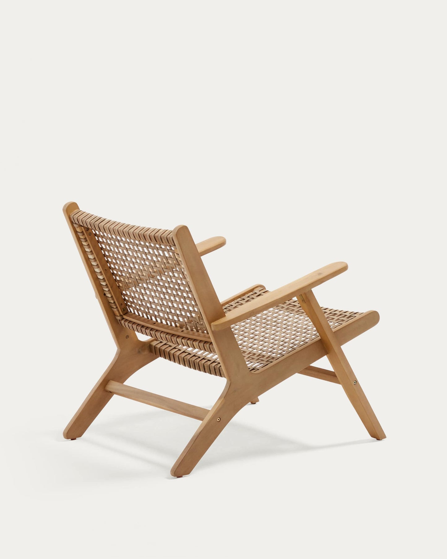 Poltrona Grignoon in legno massello di acacia e rattan intrecciato