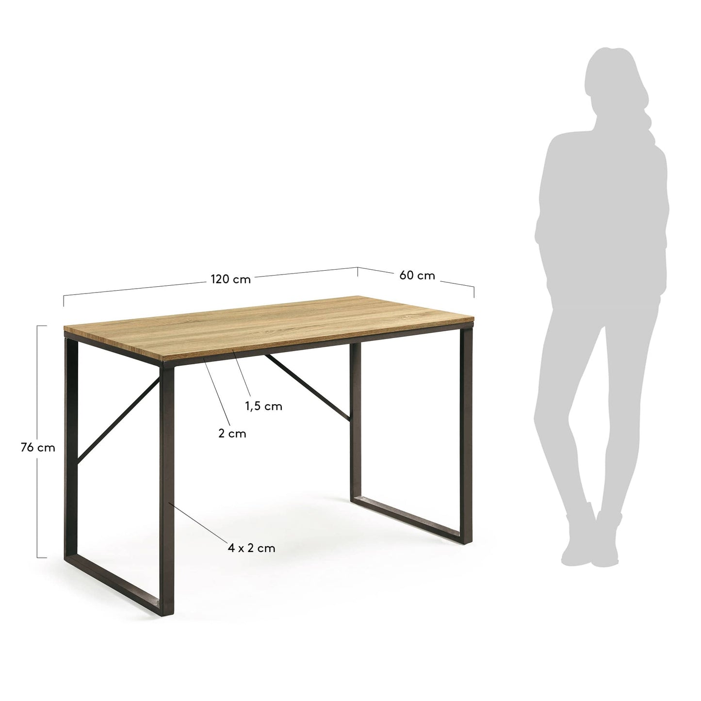 Scrivania rettangolare Talbot 120 x 60 cm nero