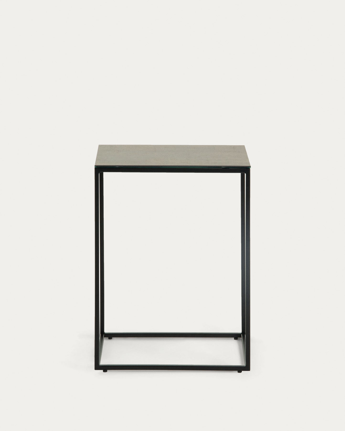 Tavolino Rewena con piano porcellanato marrone, gambe in acciaio finitura nera 45 x 30 cm