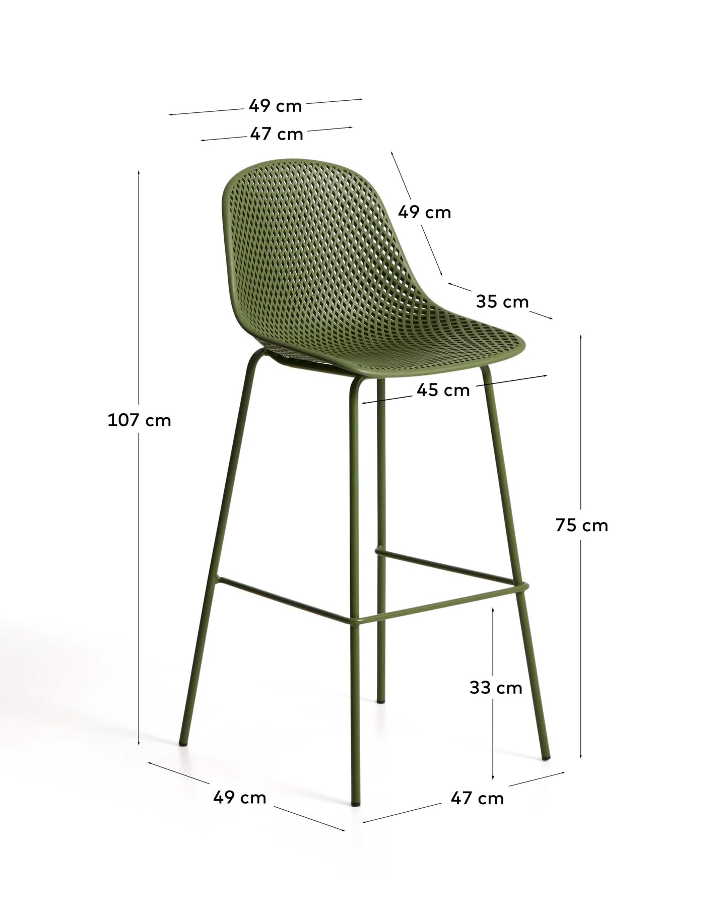 Sgabello da esterni Quinby verde 75 cm