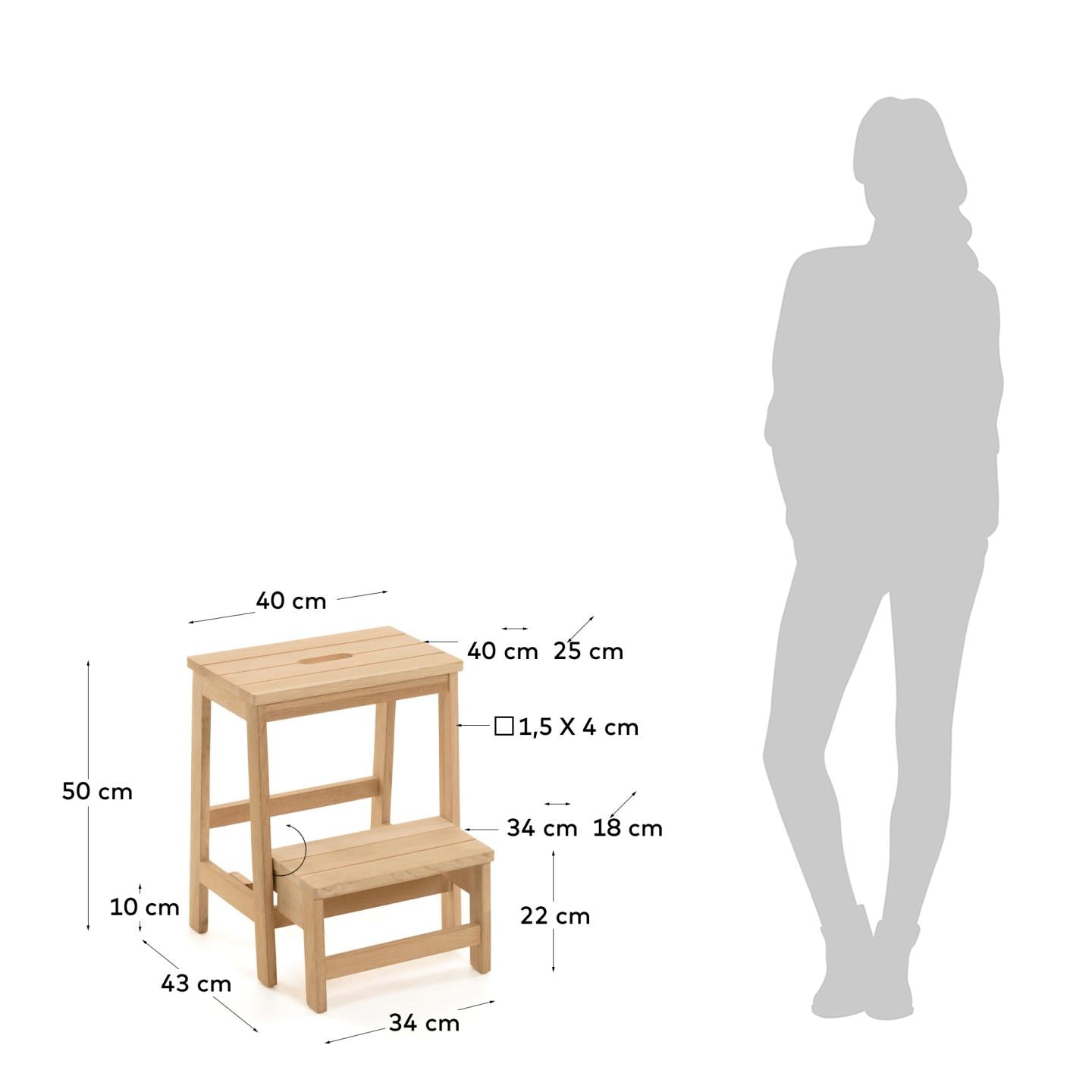 Sgabello con scaletta Nell 40x43 cm