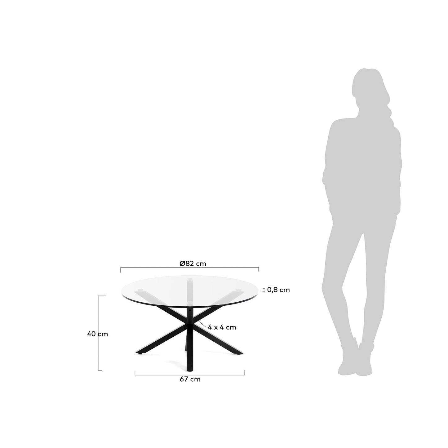 Tavolino da caffè Argo Ø 82 cm vetro nero