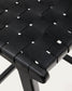 Sgabello Calixta in pelle e legno massello di mogano con finitura nera altezza 67 cm