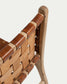 Sedia Calixta in pelle e legno massello di teak