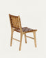 Sedia Calixta in pelle e legno massello di teak