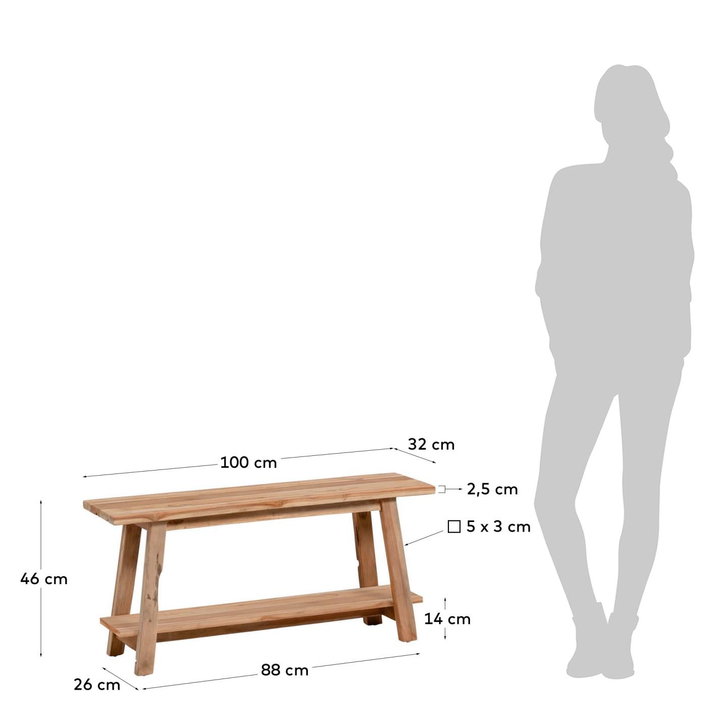 Panca Safara in legno massello di teak ricilato 100 cm