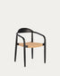 Sedia Nina in legno massello di acacia finitura nera e corda di carta beige