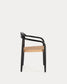 Sedia Nina in legno massello di acacia finitura nera e corda di carta beige