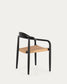 Sedia Nina in legno massello di acacia finitura nera e corda di carta beige