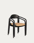 Sedia Nina in legno massello di acacia finitura nera e corda di carta beige