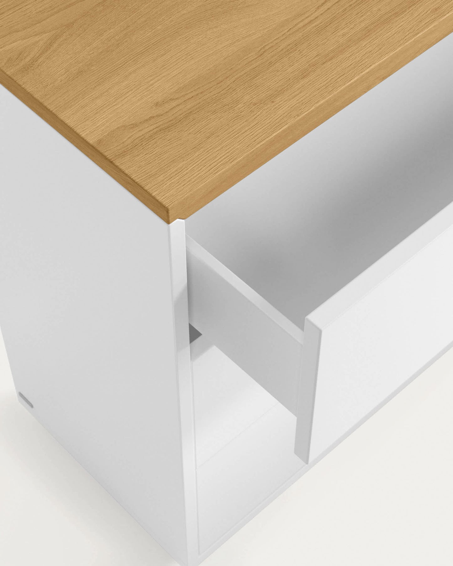 Cassettiera Abilen 3 cassetti impiallacciato rovere e laccato bianco 90 x 75 cm