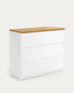Cassettiera Abilen 3 cassetti impiallacciato rovere e laccato bianco 90 x 75 cm