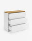 Cassettiera Abilen 3 cassetti impiallacciato rovere e laccato bianco 90 x 75 cm
