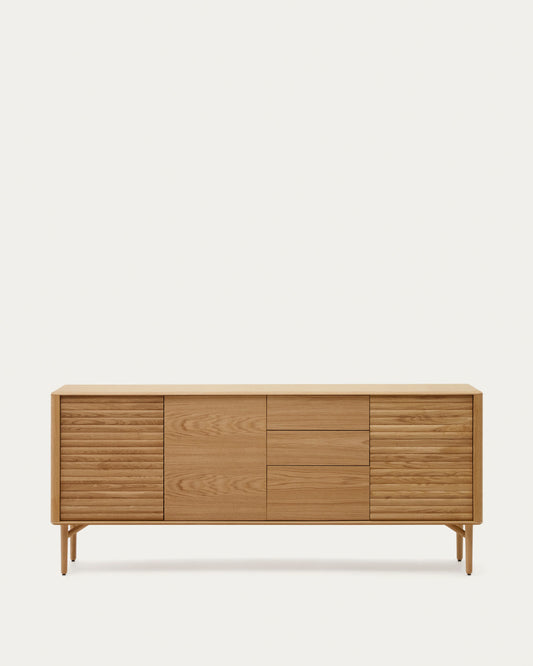 Credenza Lenon 3 ante 3 cassetti legno e impiallacciatura rovere 200x86 cm