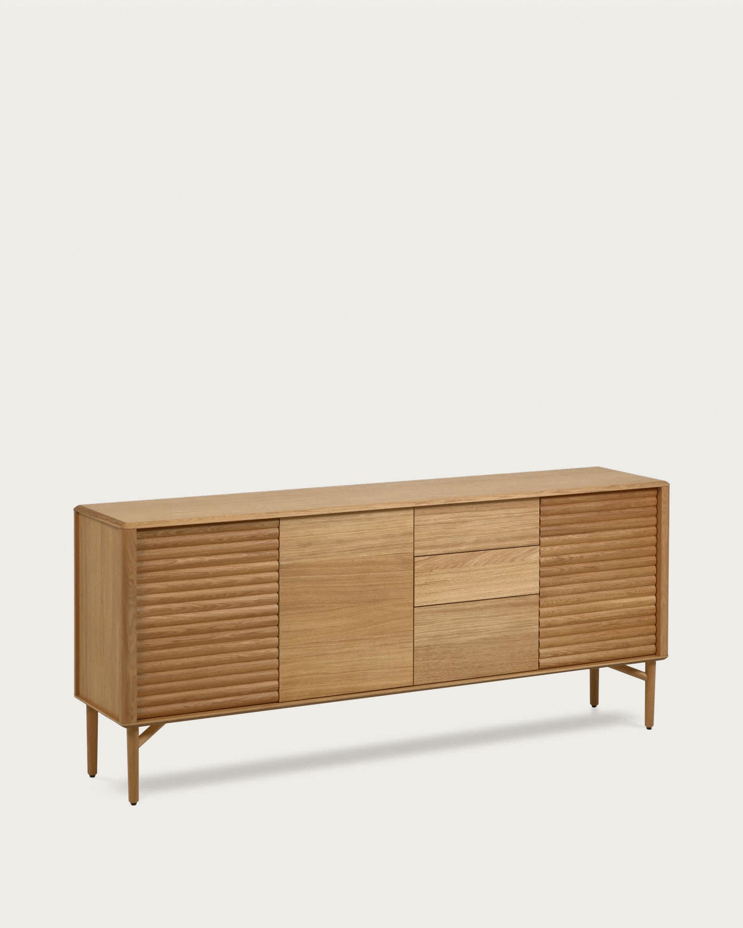 Credenza Lenon 3 ante 3 cassetti legno e impiallacciatura rovere 200x86 cm