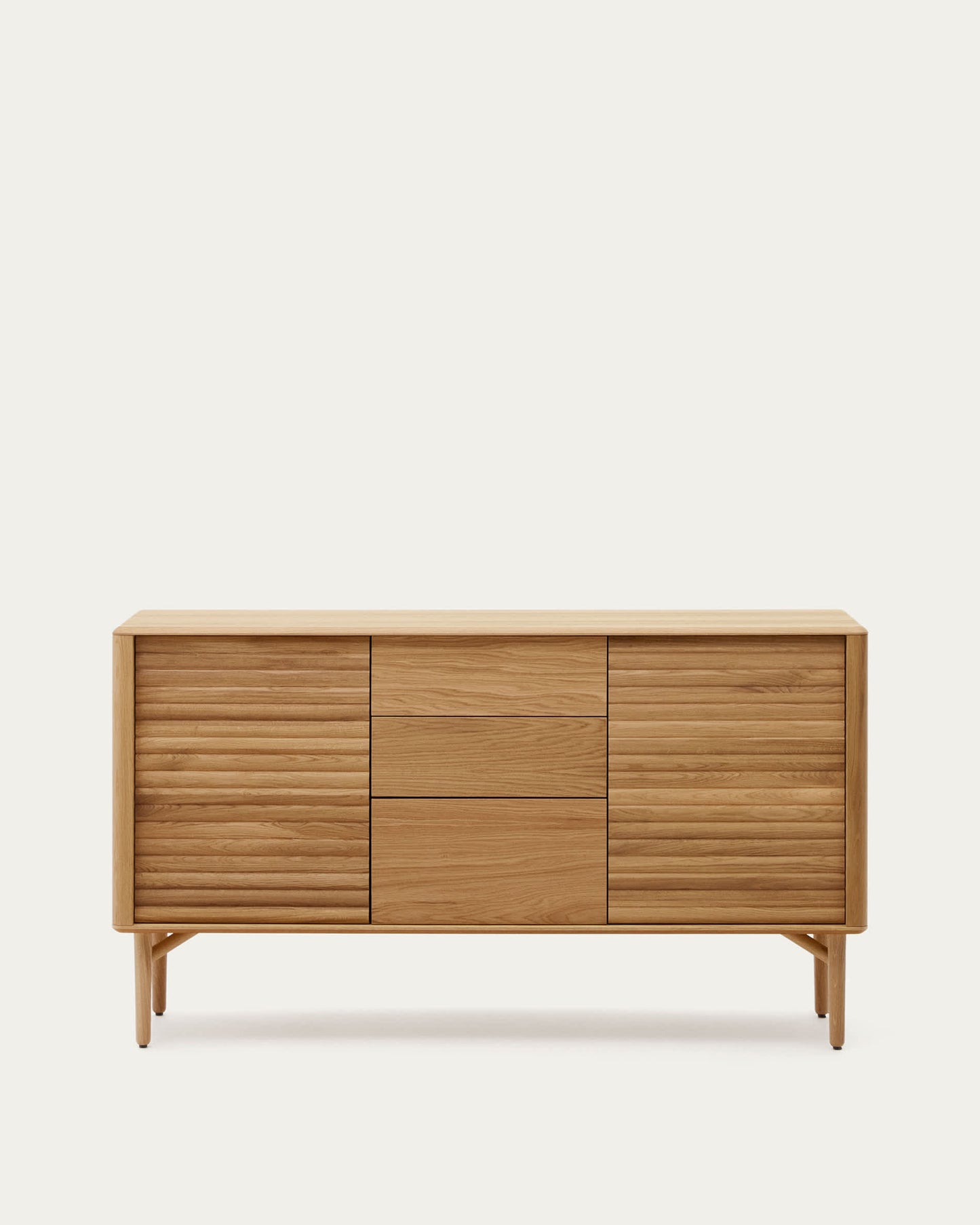 Credenza Lenon 2 ante 3 cassetti legno e impiallacciatura rovere 155x86cm