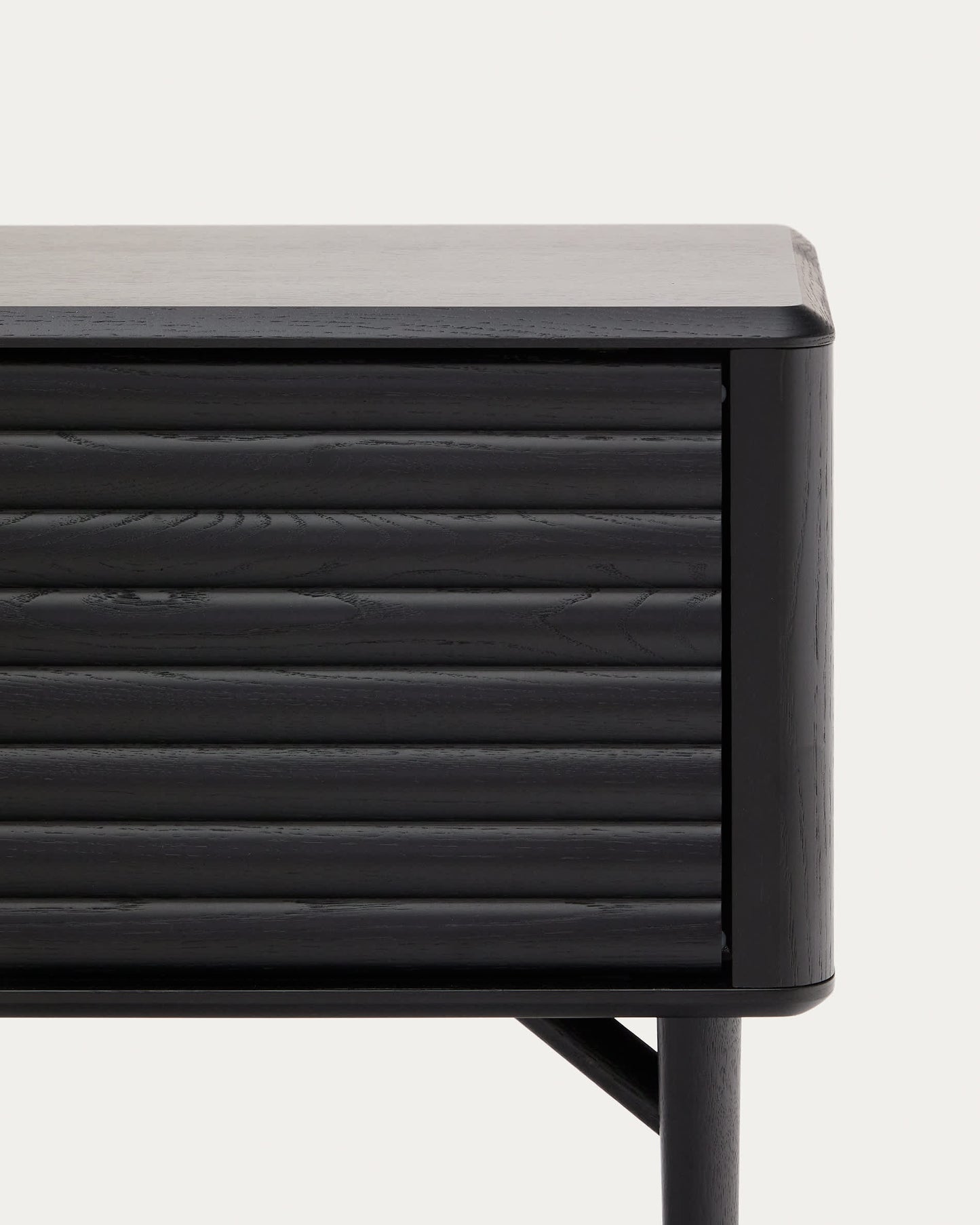 Mobile TV Lenon 2 sportelli in legno massello e impiallacciatura di rovere nero 200x55 cm