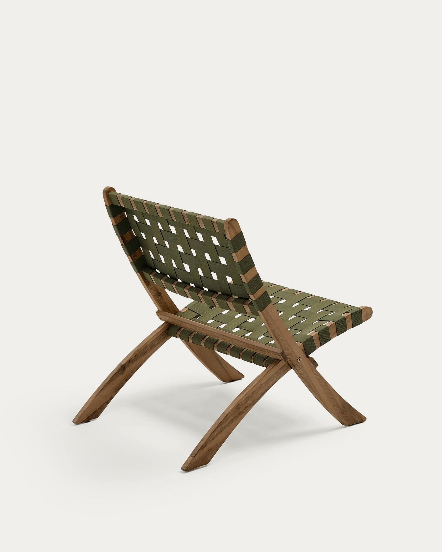 Sedia pieghevole Chabeli in legno massello di acacia e corda verde