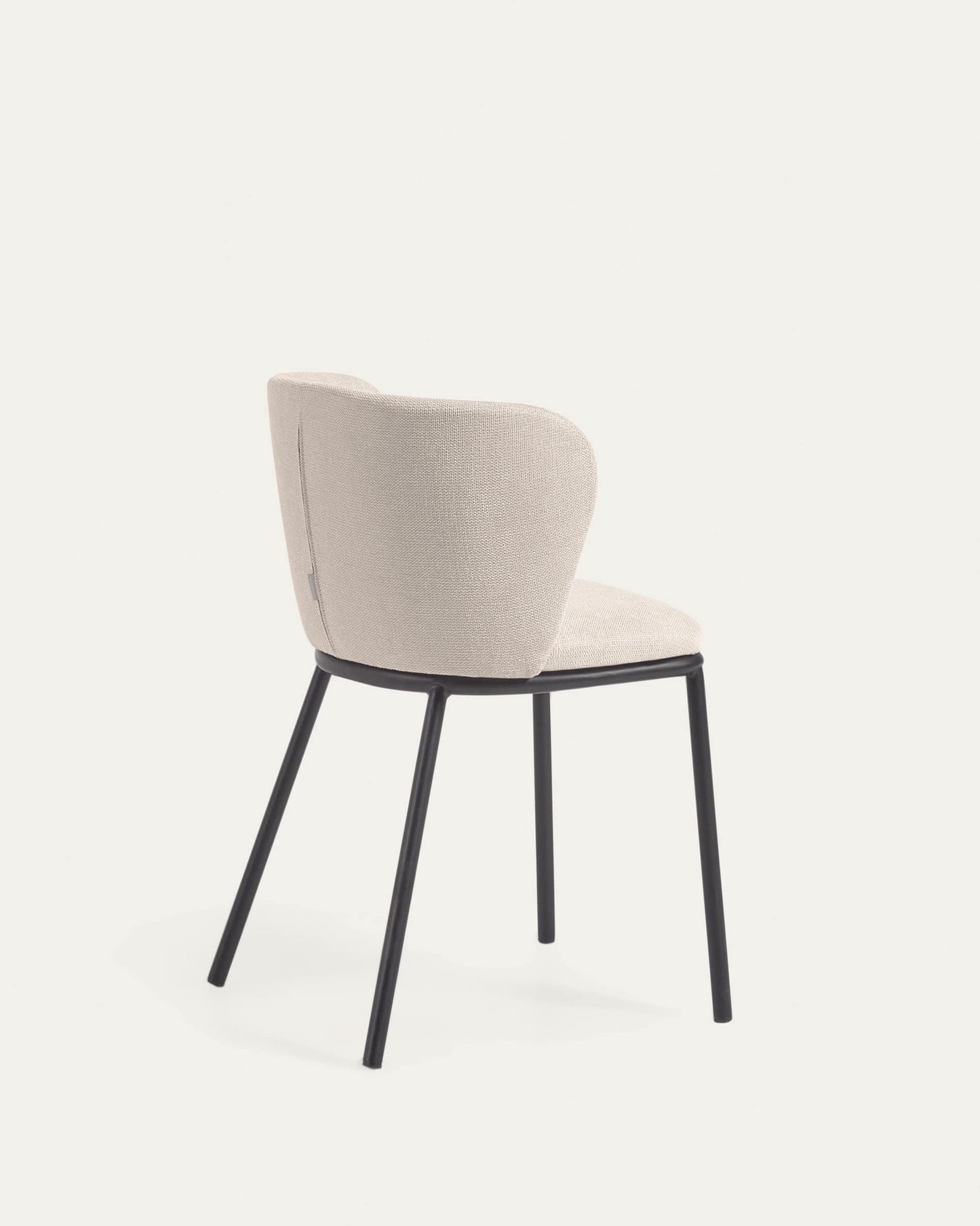 Sedia Ciselia in tessuto ciniglia beige e acciaio nero