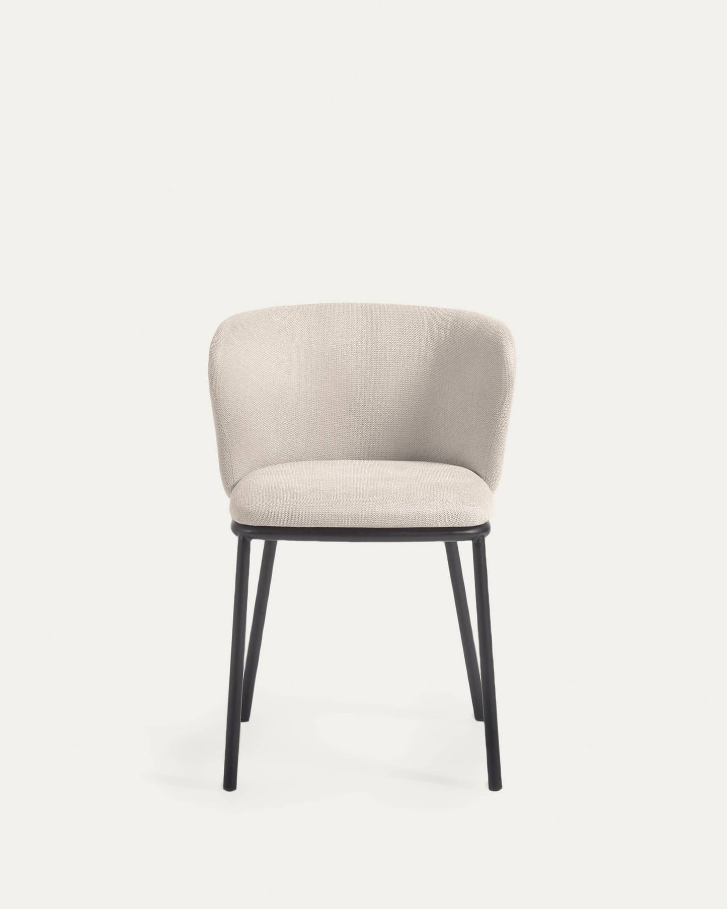 Sedia Ciselia in tessuto ciniglia beige e acciaio nero