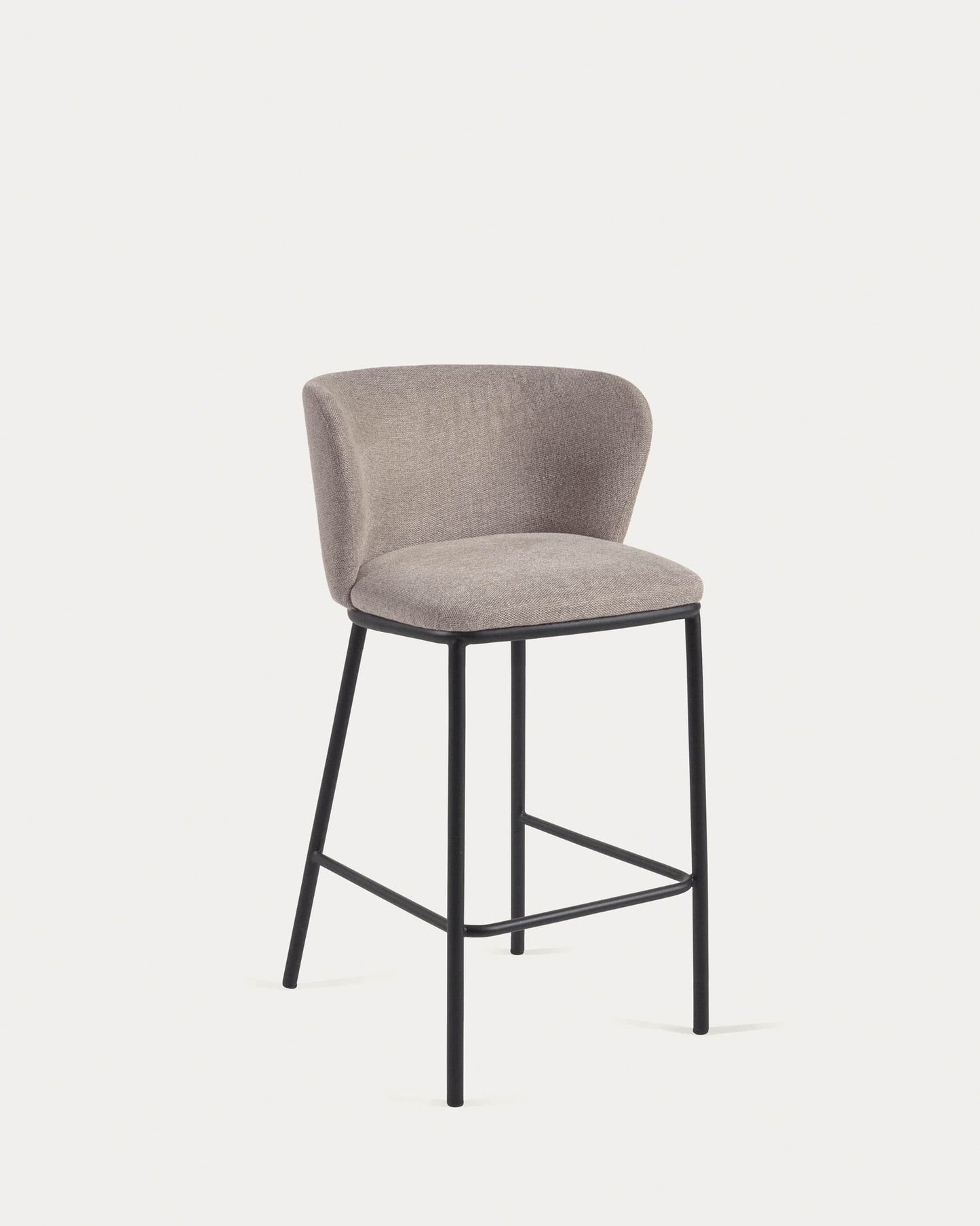 Sgabello Ciselia in ciniglia marrone chiaro gambe acciaio nero altezza 65 cm