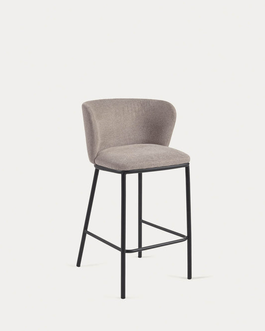 Sgabello Ciselia in ciniglia marrone chiaro gambe acciaio nero altezza 65 cm