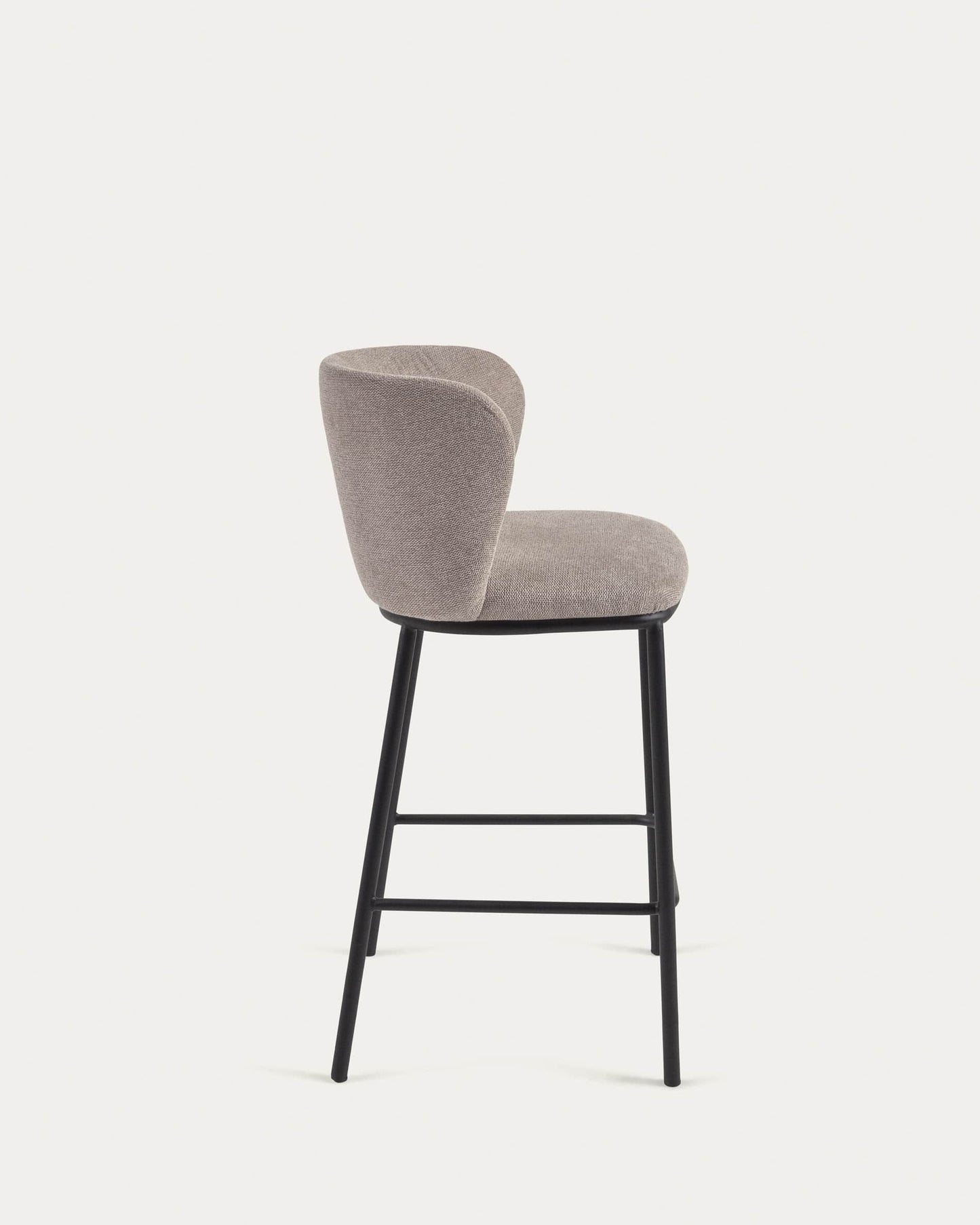Sgabello Ciselia in ciniglia marrone chiaro gambe acciaio nero altezza 65 cm