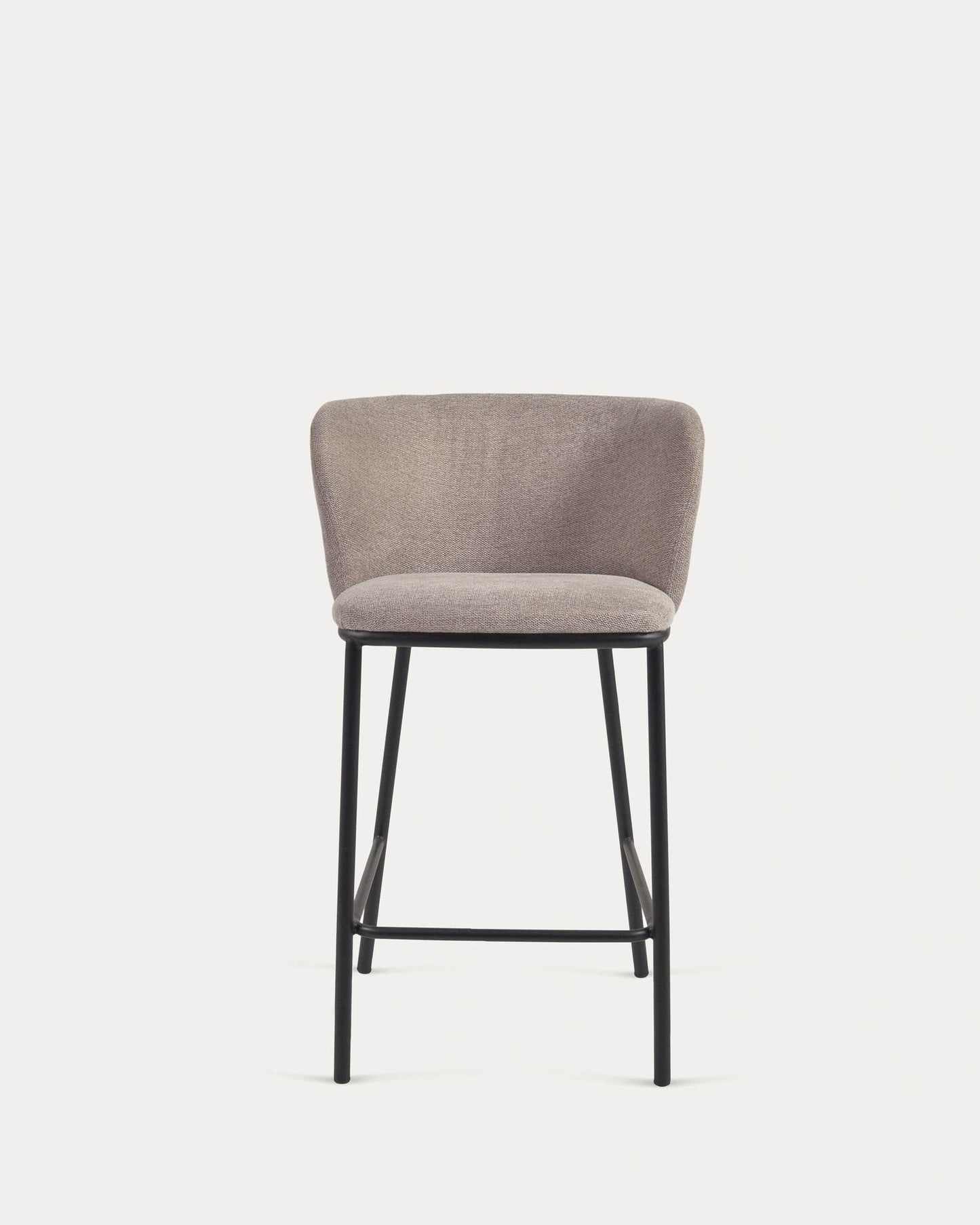 Sgabello Ciselia in ciniglia marrone chiaro gambe acciaio nero altezza 65 cm