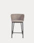 Sgabello Ciselia in ciniglia marrone chiaro gambe acciaio nero altezza 65 cm