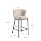Sgabello Ciselia in ciniglia beige e gambe in acciaio nero altezza 65 cm