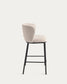 Sgabello Ciselia in ciniglia beige e gambe in acciaio nero altezza 65 cm