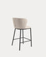 Sgabello Ciselia in ciniglia beige e gambe in acciaio nero altezza 65 cm