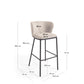 Sgabello Ciselia in ciniglia beige e gambe acciaio nero altezza 75 cm