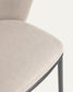 Sgabello Ciselia in ciniglia beige e gambe acciaio nero altezza 75 cm