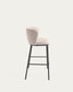 Sgabello Ciselia in ciniglia beige e gambe acciaio nero altezza 75 cm