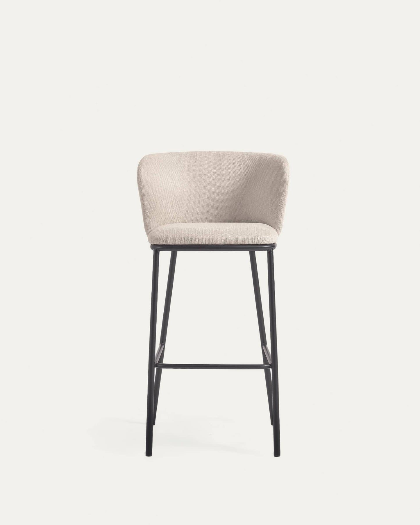 Sgabello Ciselia in ciniglia beige e gambe acciaio nero altezza 75 cm