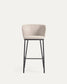 Sgabello Ciselia in ciniglia beige e gambe acciaio nero altezza 75 cm