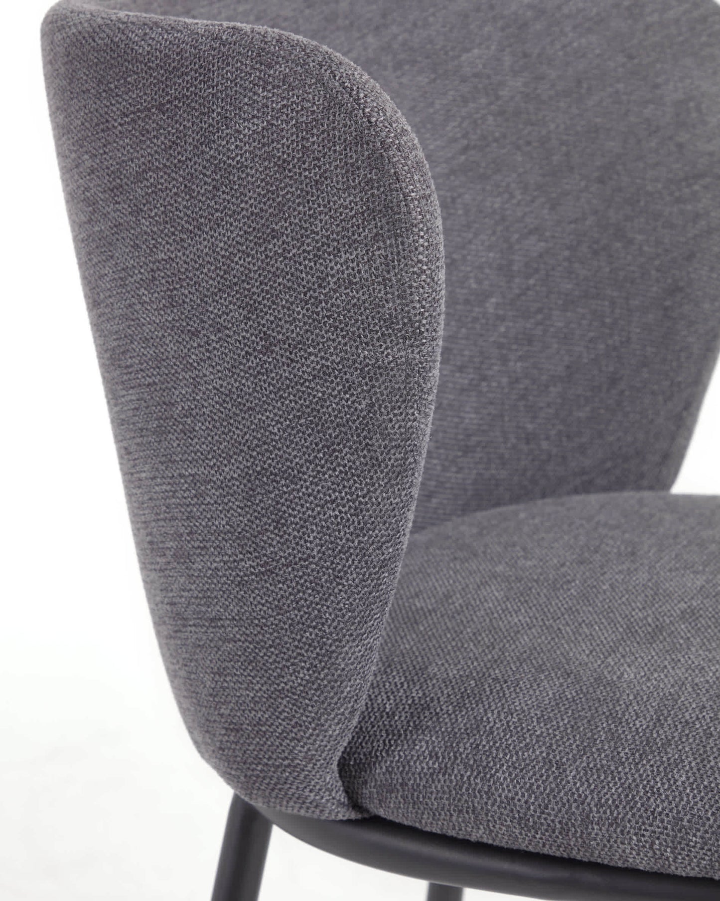 Sgabello Ciselia in ciniglia grigio scuro e gambe acciaio nero altezza 65 cm
