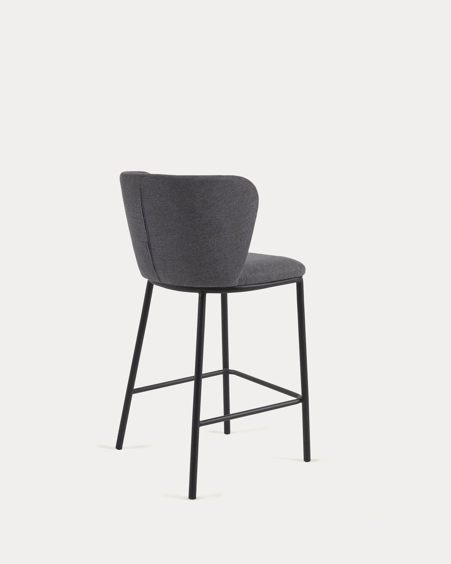 Sgabello Ciselia in ciniglia grigio scuro e gambe acciaio nero altezza 65 cm