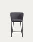 Sgabello Ciselia in ciniglia grigio scuro e gambe acciaio nero altezza 65 cm